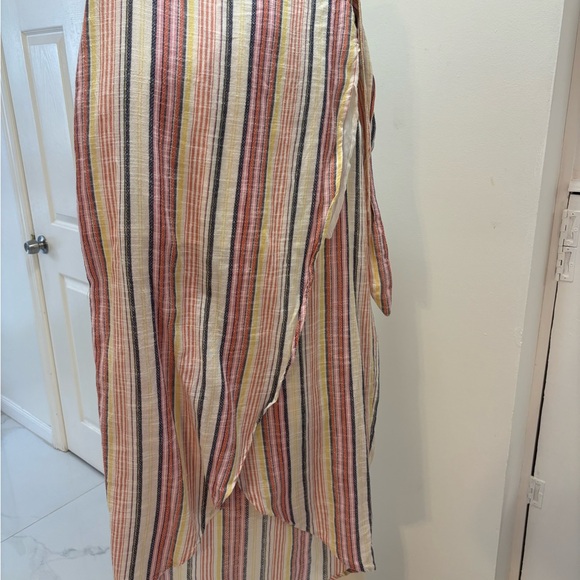 Free People Dresses & Skirts - Free People Striped Wrap Maxi Skirt in Cream, Pink, Yellow & Navy
